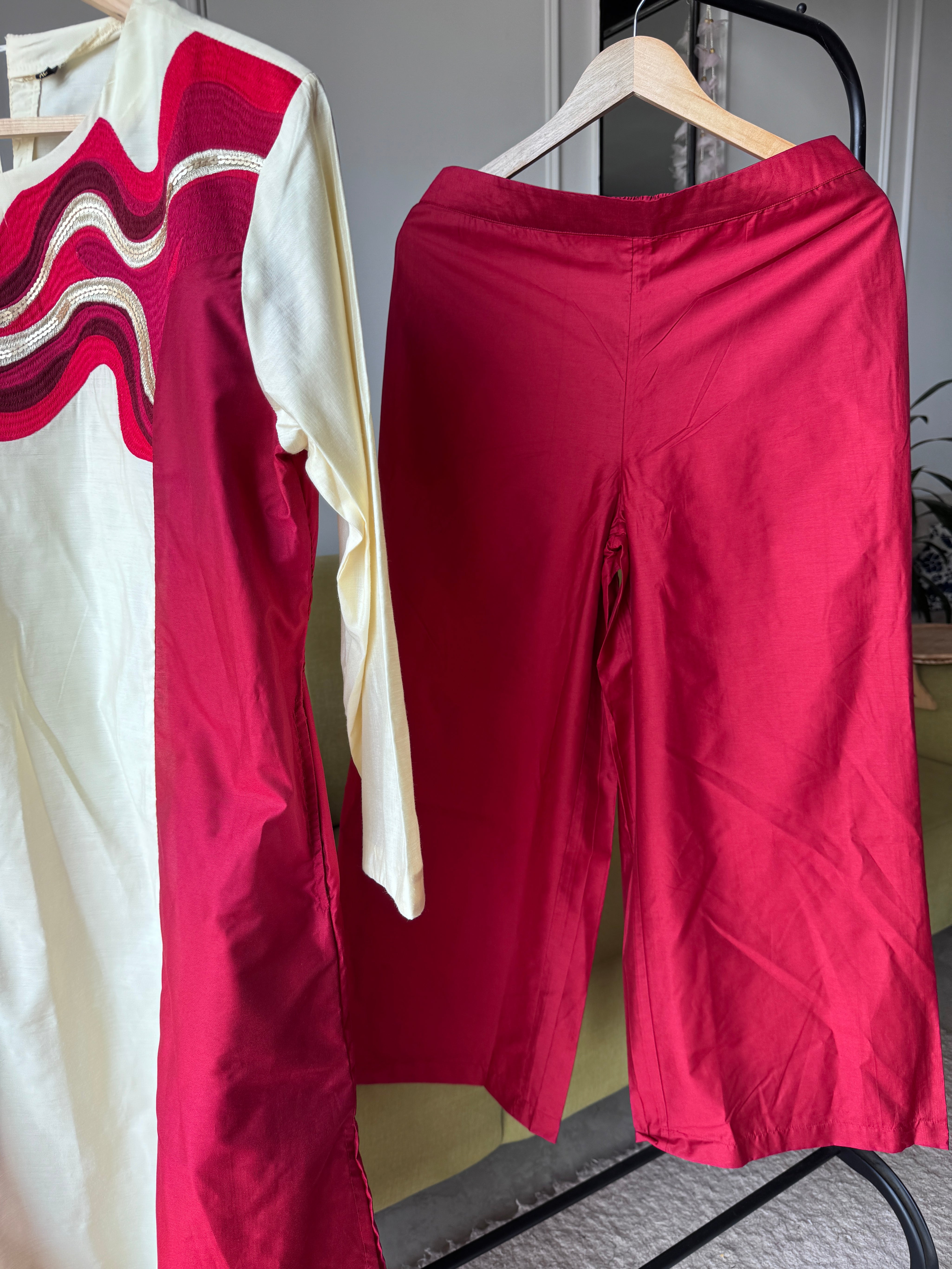 Tina Viscose Chanderi Cooord Set-White