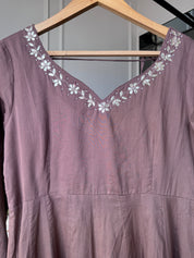 Kapila Cotton Anarkali With Tie Back Pillow Tassels  - Brown