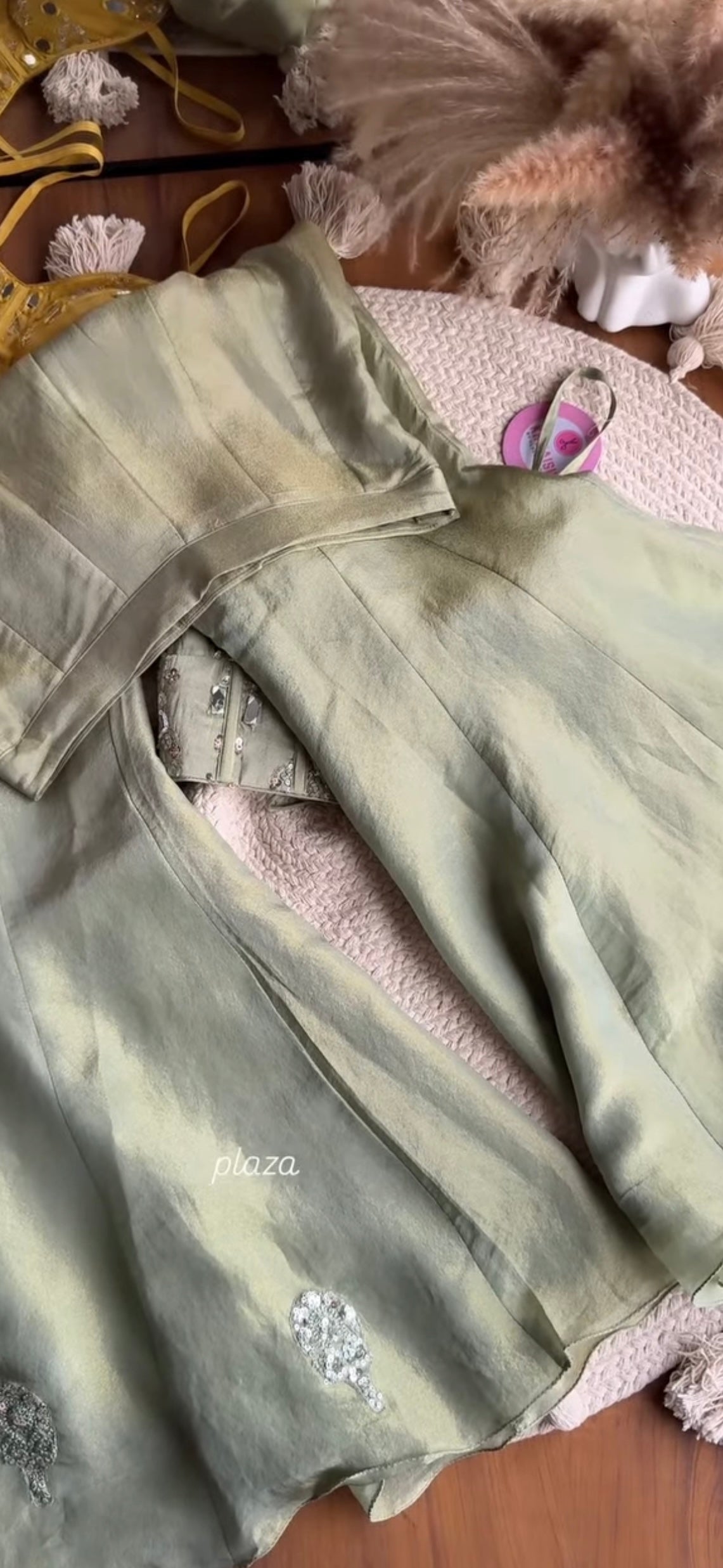 Swara Mirror Work Corset With Fish Cut Plazzo Coord Set