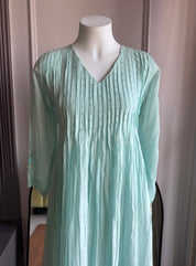 Pushti Handwork Mul Chanderi  Dress - Powder Blue