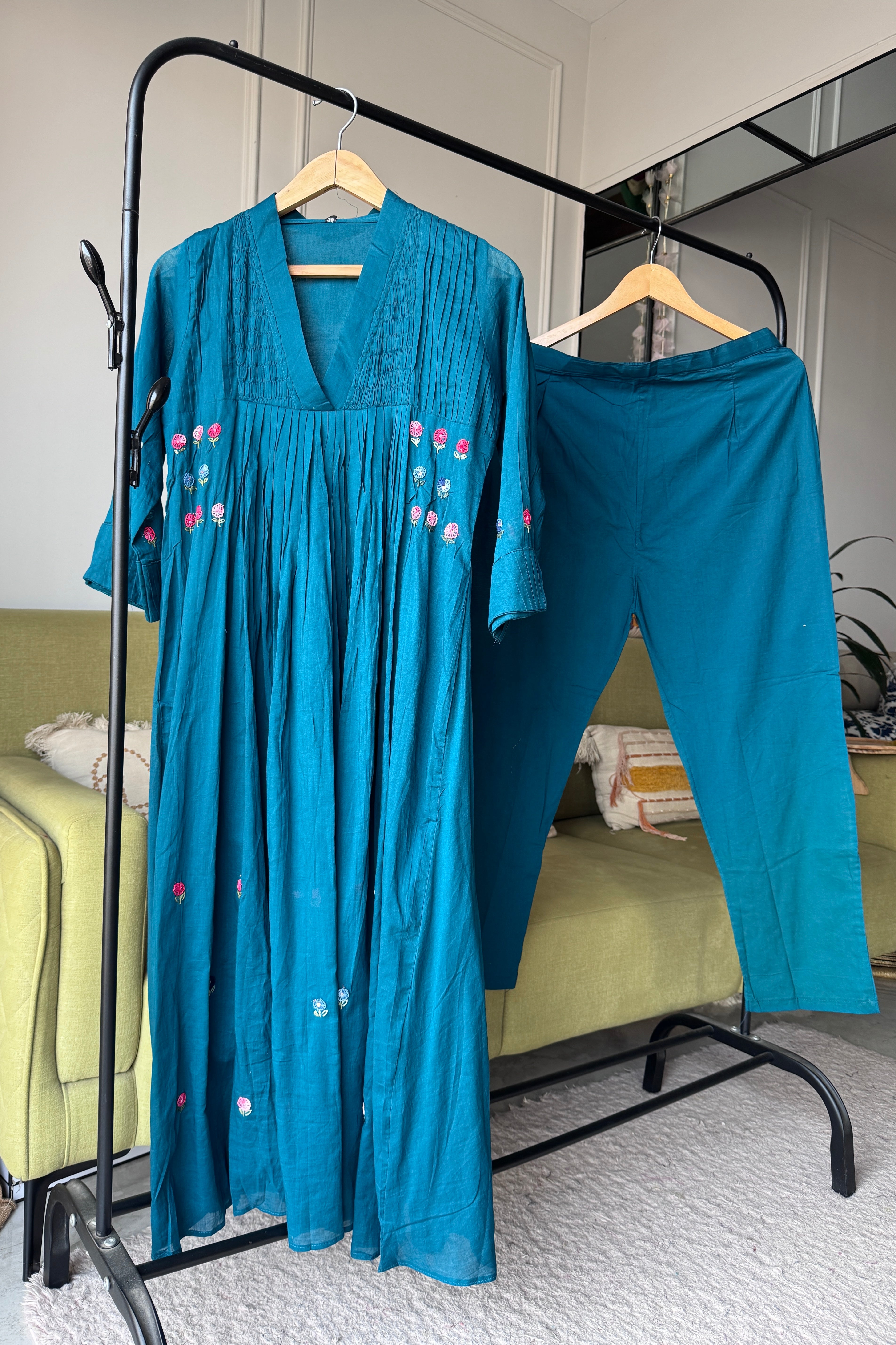 Tani Embroided Dress- Blue