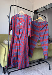 Ravina Abstract Cotton Coords - Maroon
