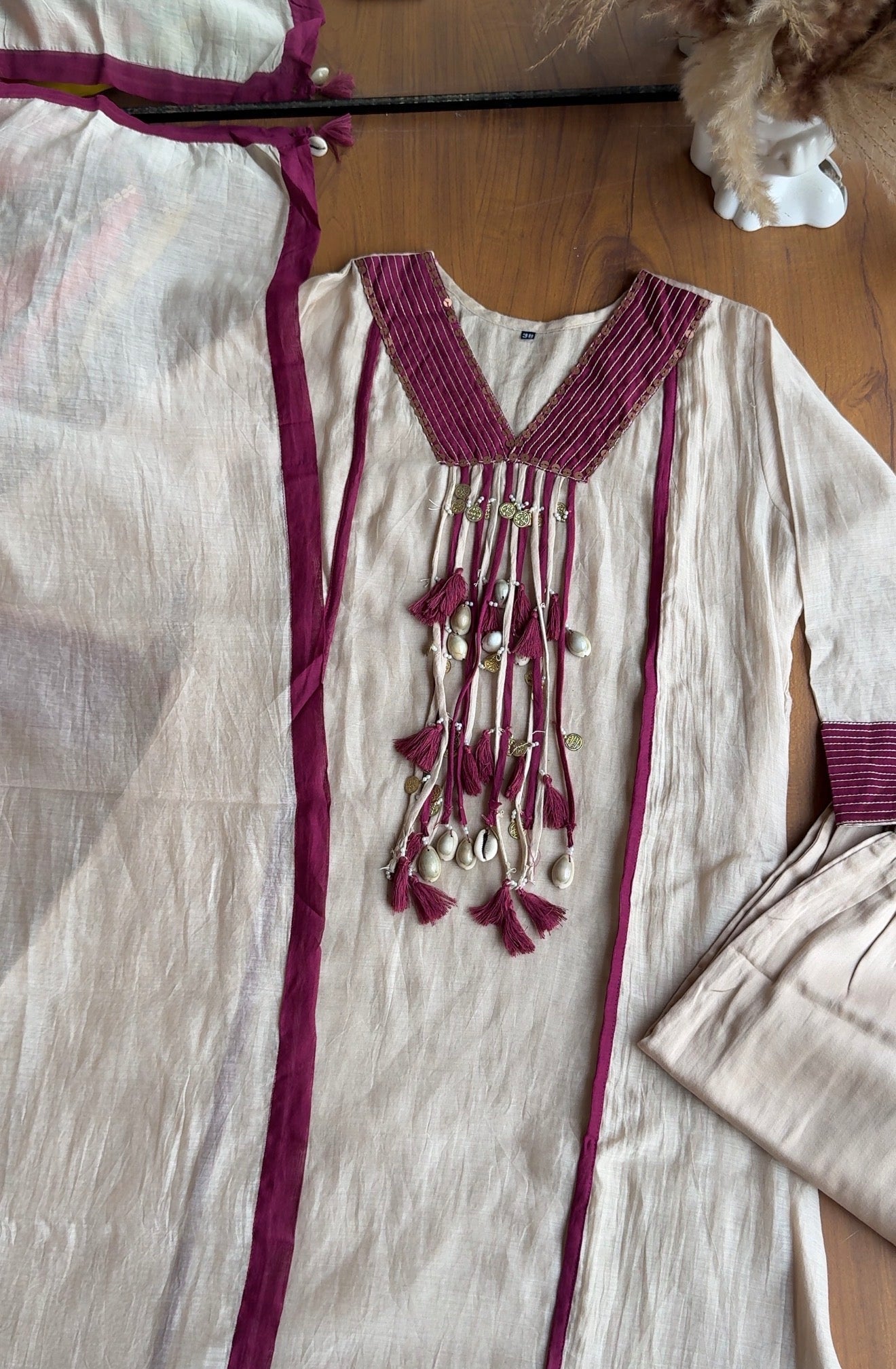 Arohi Tassel And Kaudi Latkan Dress- Ivory