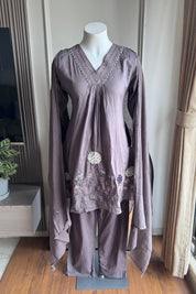 Hema Embroided Short kurta Dress-Lavender