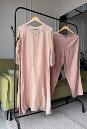 Sili Handwork Glass Tissue Dress- Peach