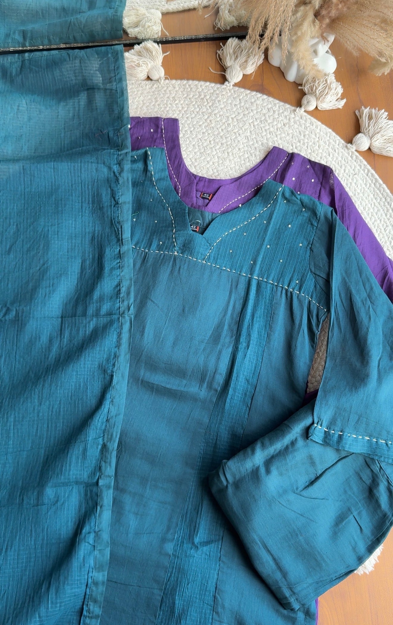 Riya Cotton With Kota Doriya Dupatta - Blue