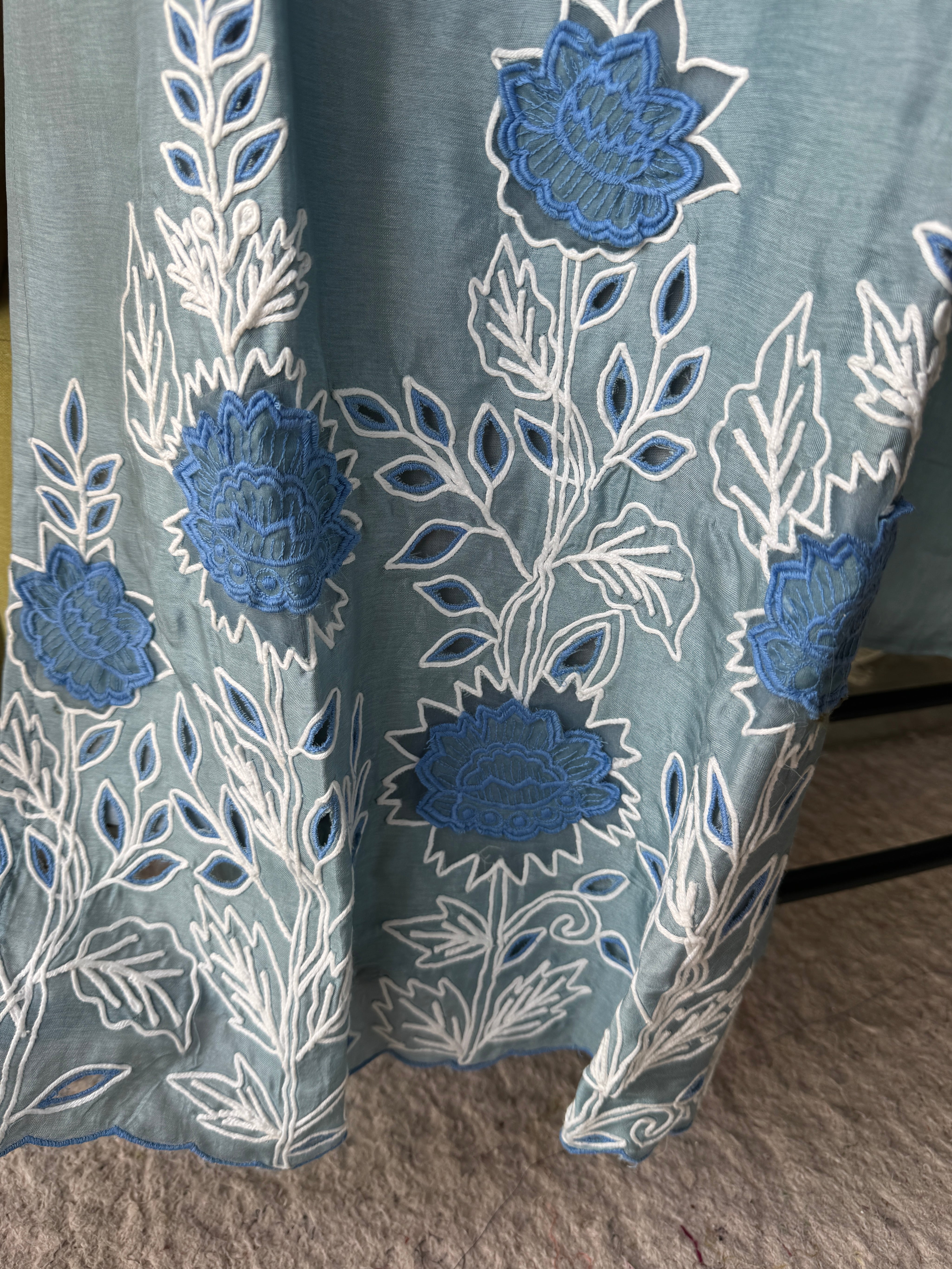 Lili Embroided Work Dress- Sky Blue