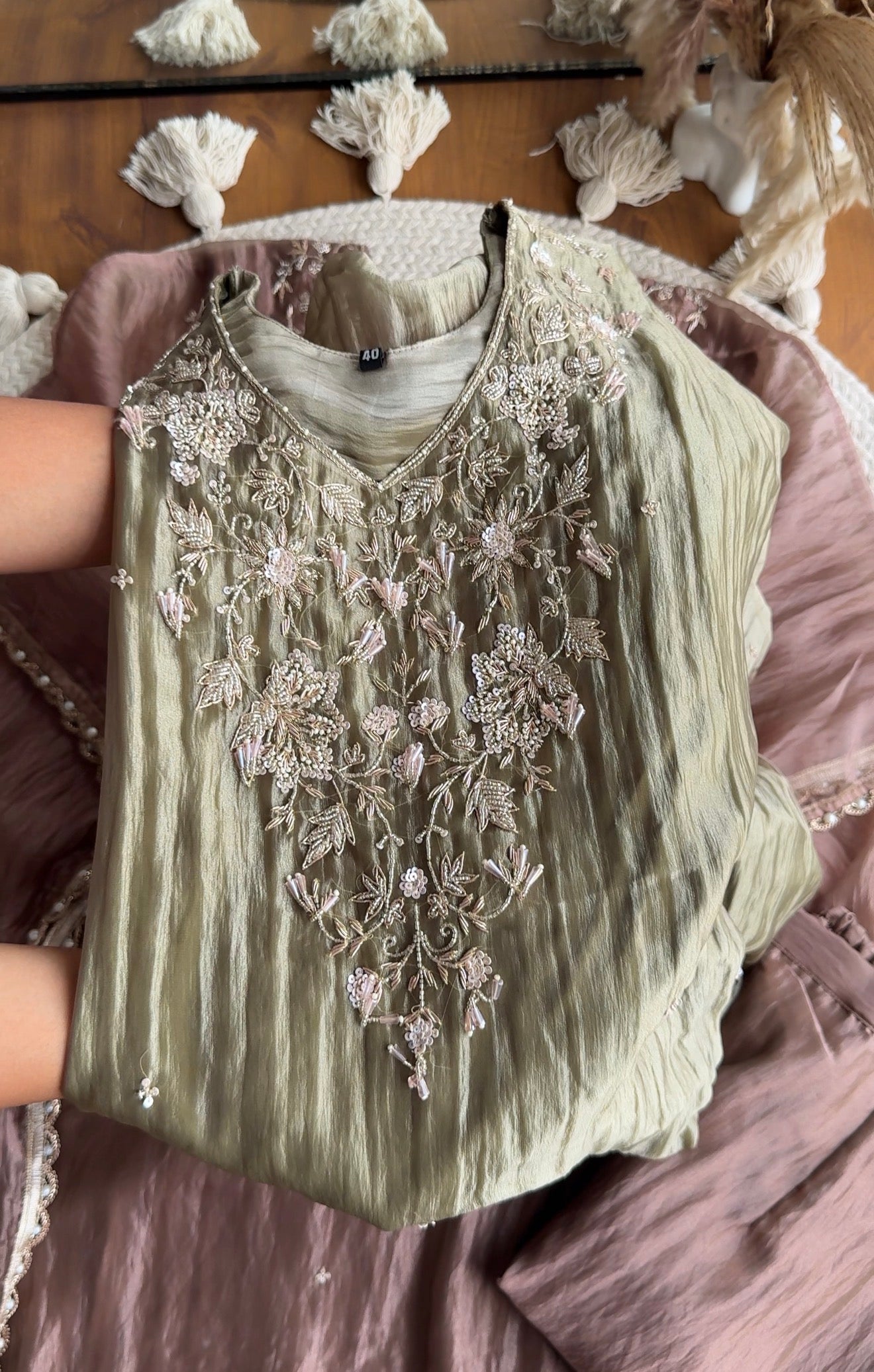 Kirthana Handwork Kaftan- Green