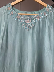 Sili Handwork Galss Tissue Dress- Blue