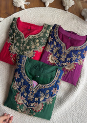 Moksha Mul Chanderi Handwork Dress- Red