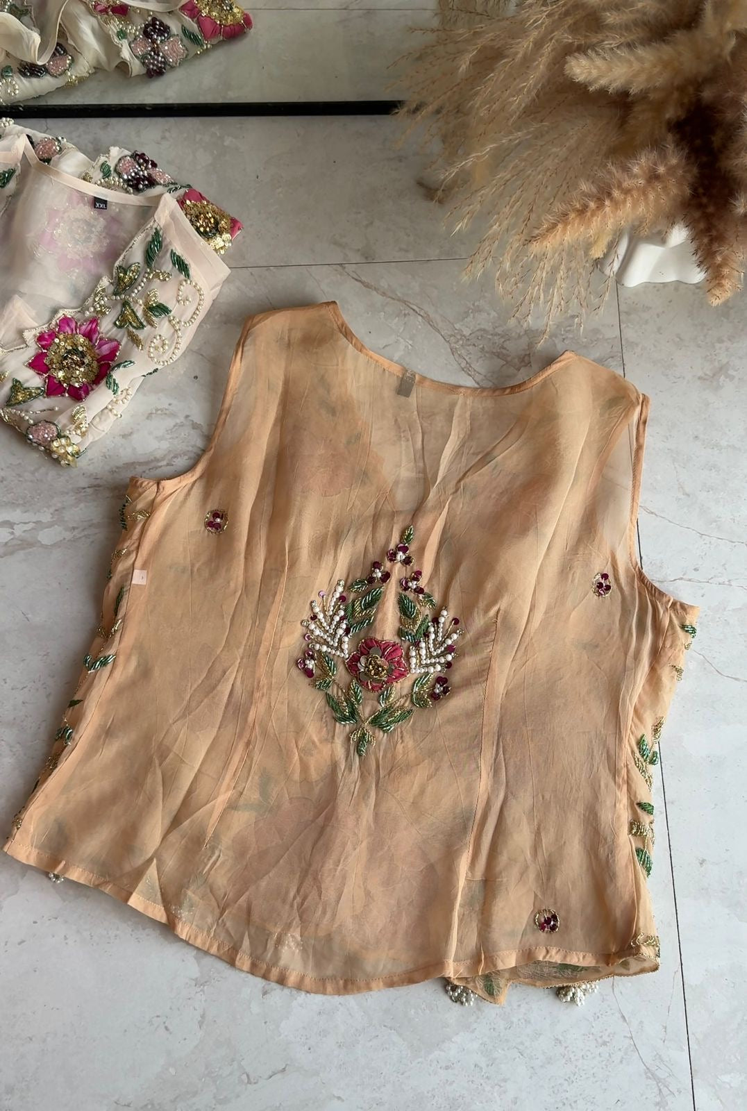 Payal Handwork Jacket With Padded Top And Super Flare Plazzo