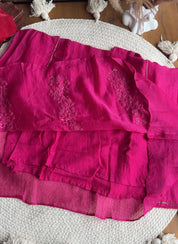 Shruti Handwork Mul Chanderi Dress - Hot Pink