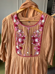 Sarika Embroided Mul Chanderi Dress