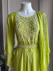 Nina Handwork Draped Gown- Green
