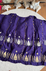 Tanisha Sequins All Over Scalloped Finishing DressWith Contrast Pants And Dupatta- Purple