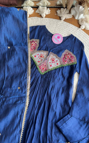 Saloni Hand Work Tassel Mul Chanderi Dress- Blue 💙