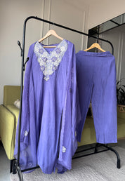 Dipti Russian Silk Handwork Dress- Lilac