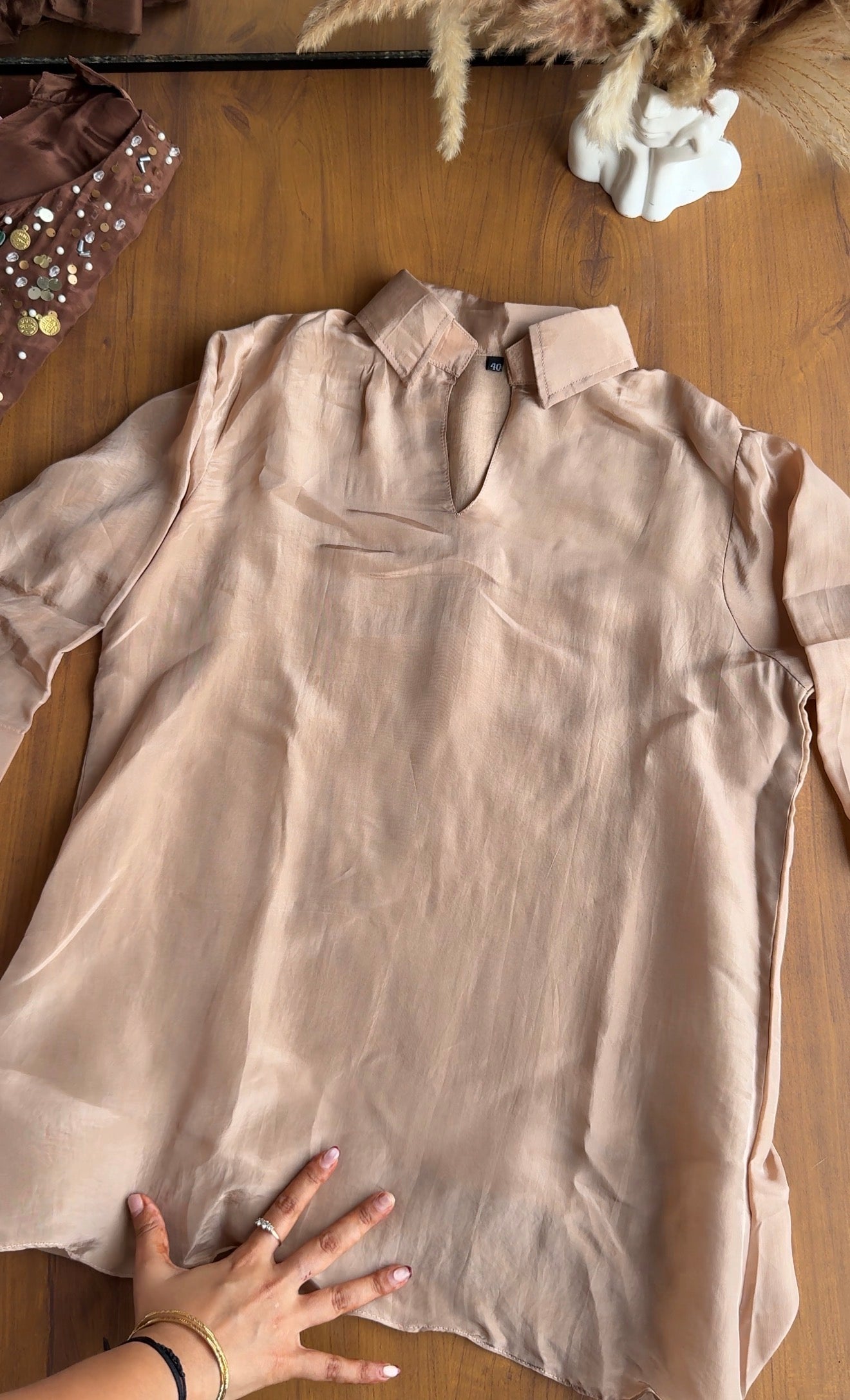 Vani Silk Coord Set- Peach