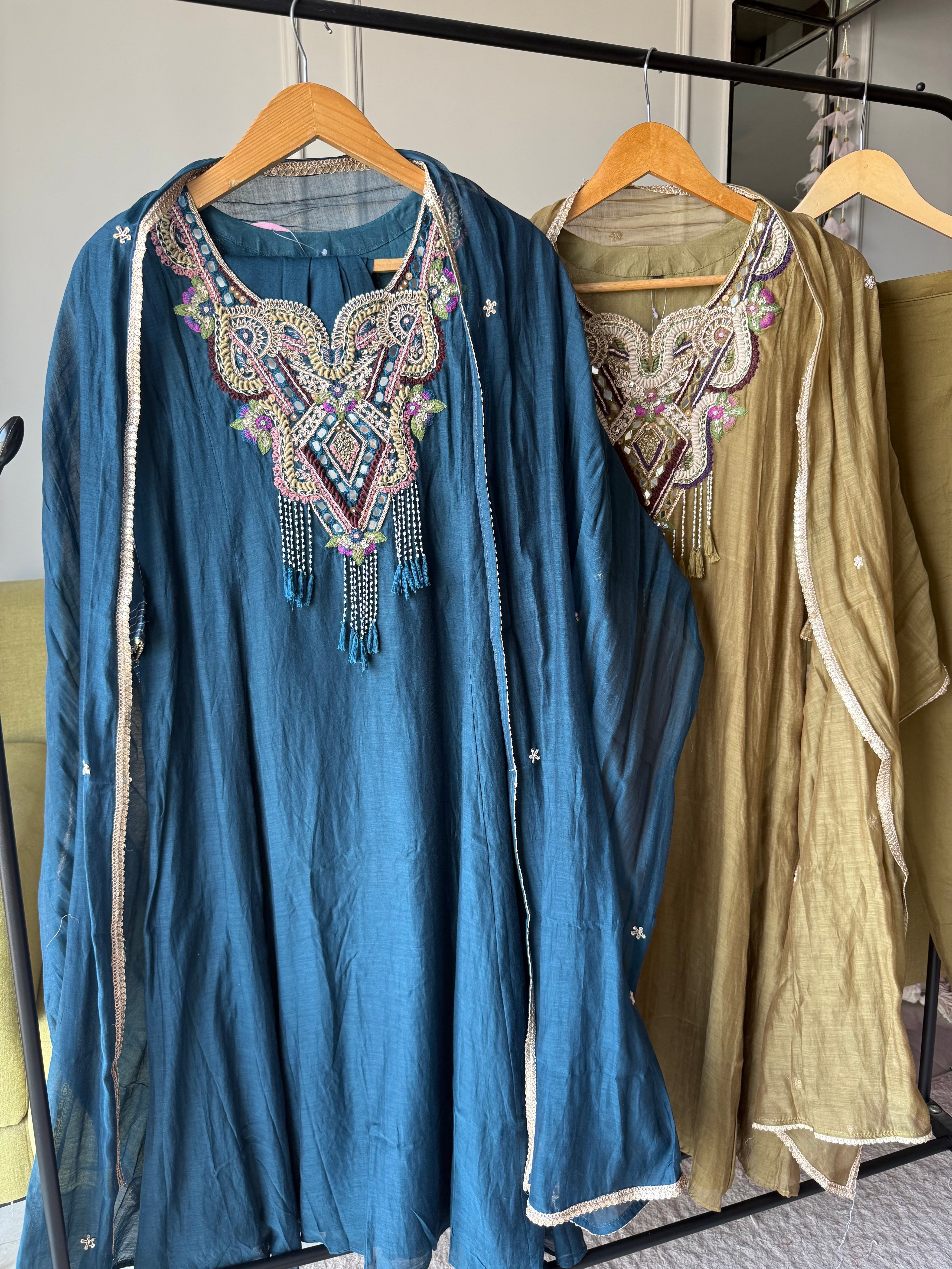 Sujatha Embroided Mul Chanderi Dress