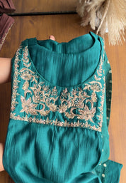 Akshita Pure Mul Chanderi Dress-Green