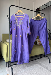 Shilpa Embroided Mul Chanderi Dress- Lavender