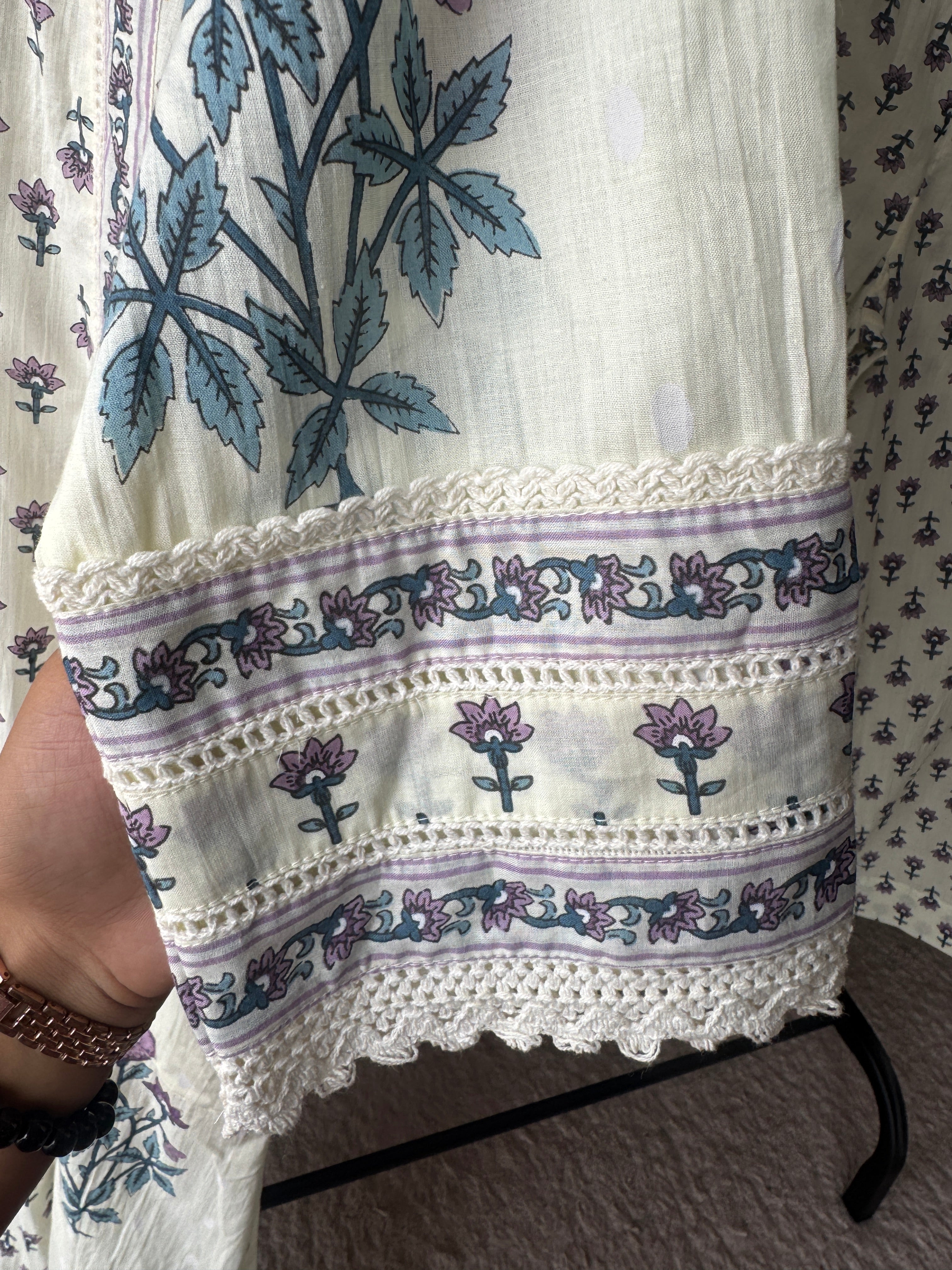 Pihu V Neck Block Printed Aline Mul Cotton Dress