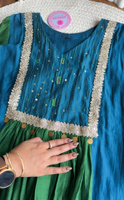 Priya Dual Tone Dress- Blue with Green