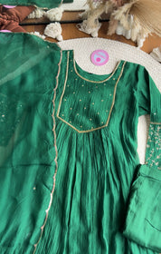 Surbhi Mul Chanderi Aline Dress- Green