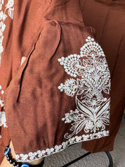 Alfa Embroided Dress- Brown