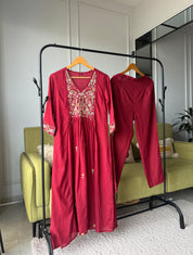 Priya Embroided Maroon Dress