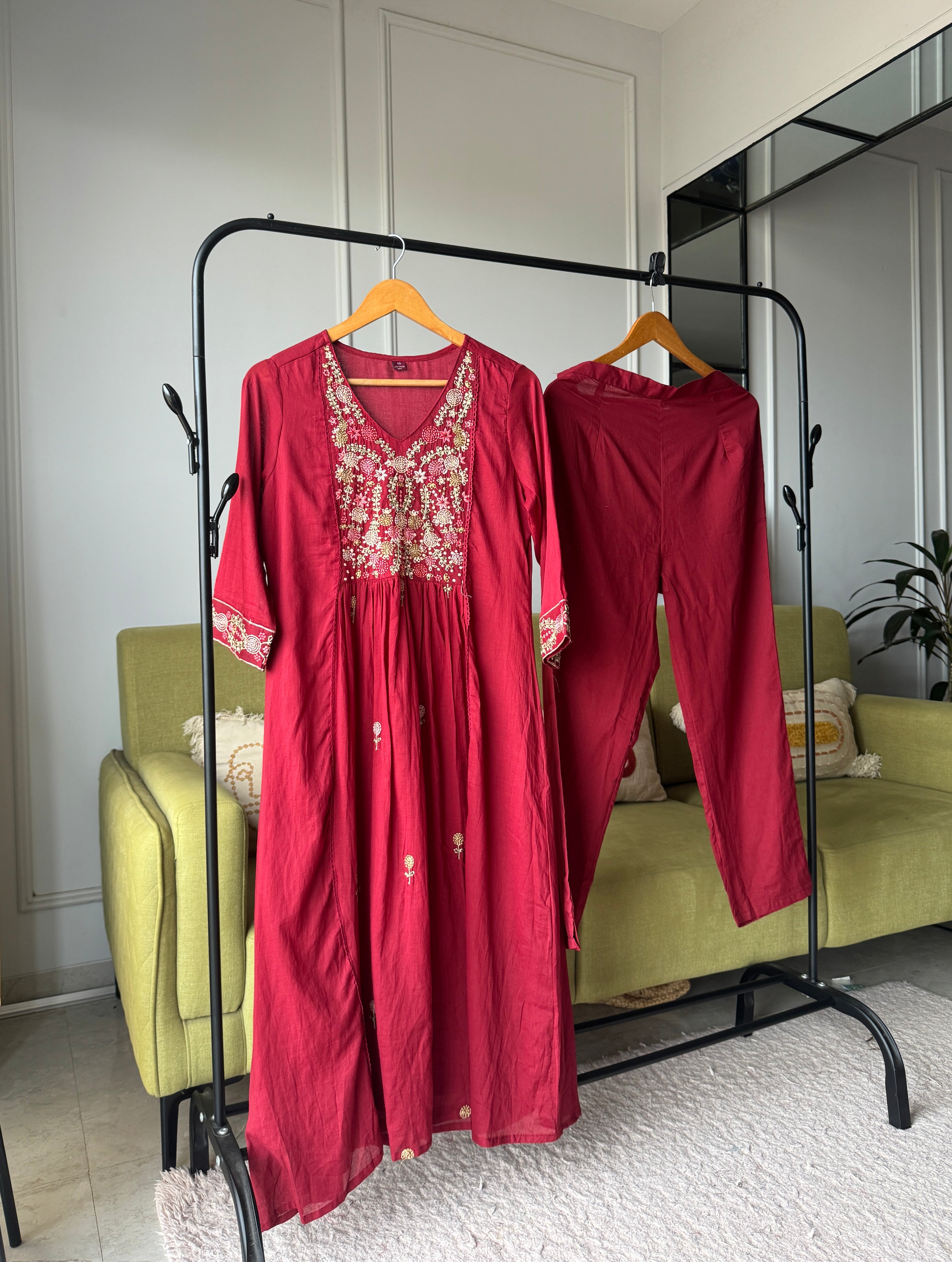 Priya Embroided Maroon Dress