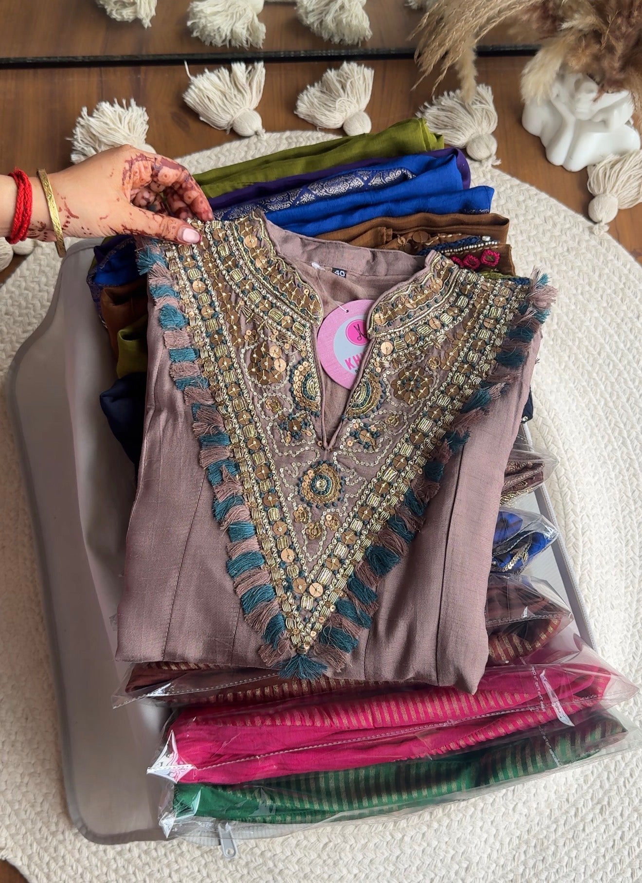 Suhana Mul Chanderi Anarkali - Grey