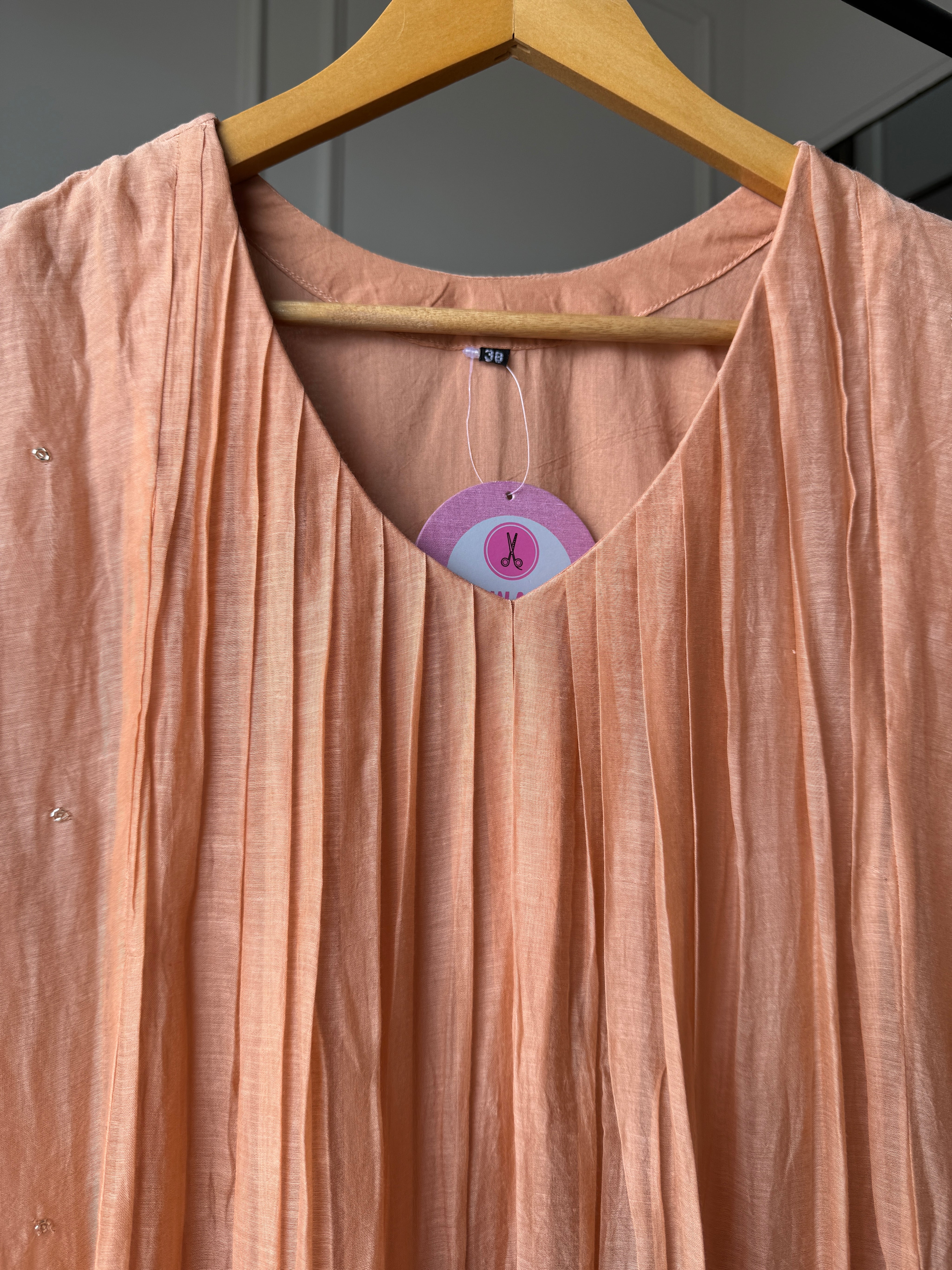 Priyanka Mul Chanderi Pleated Handwork Dress