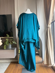 Ansika short kaftan with rap around dhoti- Teal blue