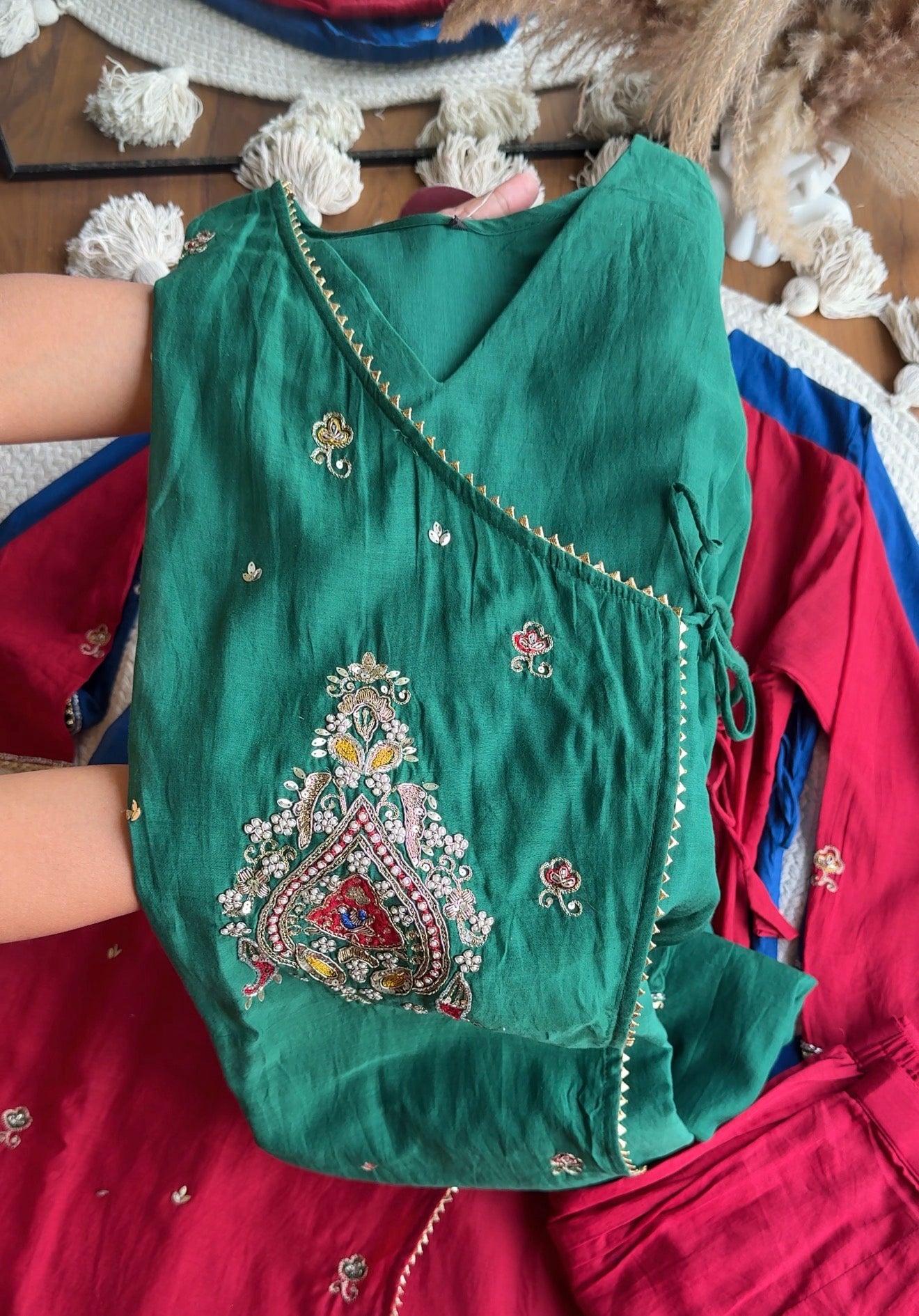 Rashi Angrakha Aline Dress-Green