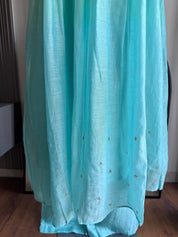 Pratibha Handwork Mul Chanderi  Dress - Sky Blue