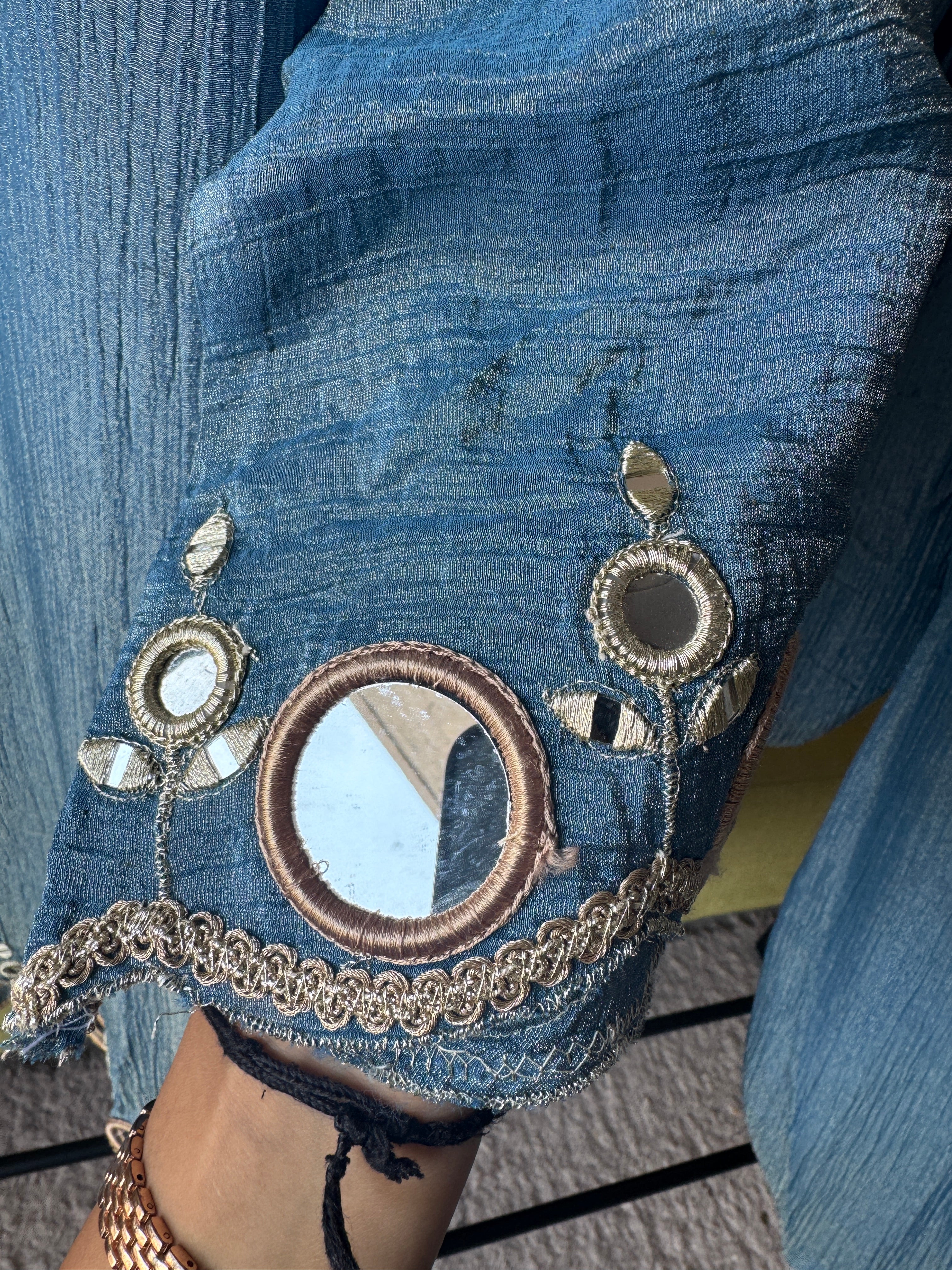 Urmi Mirror Work Farshi Pant Organza Dupatta Dress