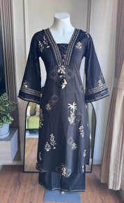 Shriya Printed Cotton Dress- Black