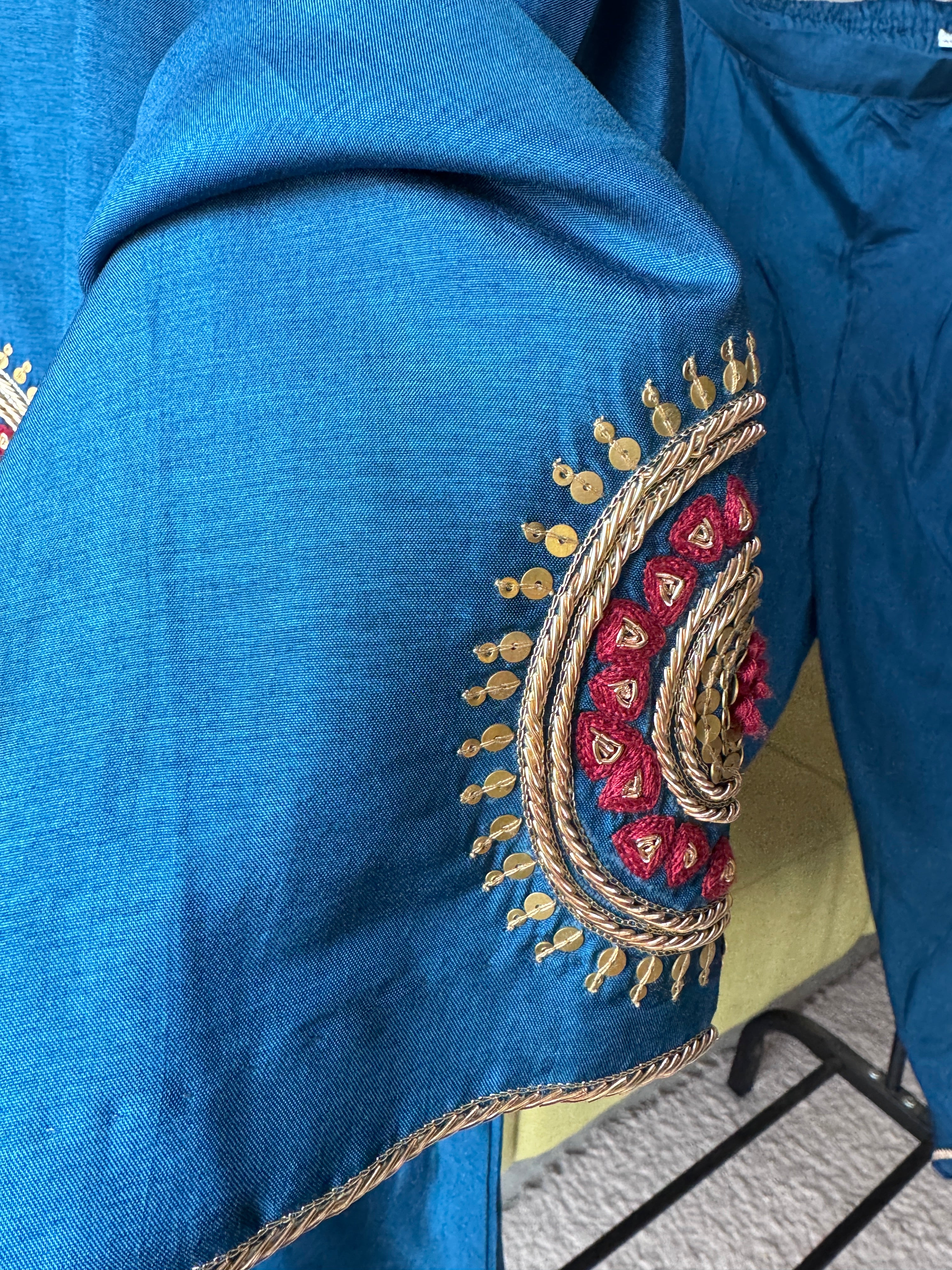 Raveena Embroided Tulip Pant Coord Set-Blue