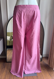 Deepika katha Work Short kurta With Plazzo Set- Pink