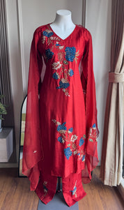 Kanak Multi Colour Handwork Dress- Rust