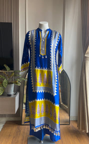 Tara Gajji Silk Abstract Print Coords- Blue