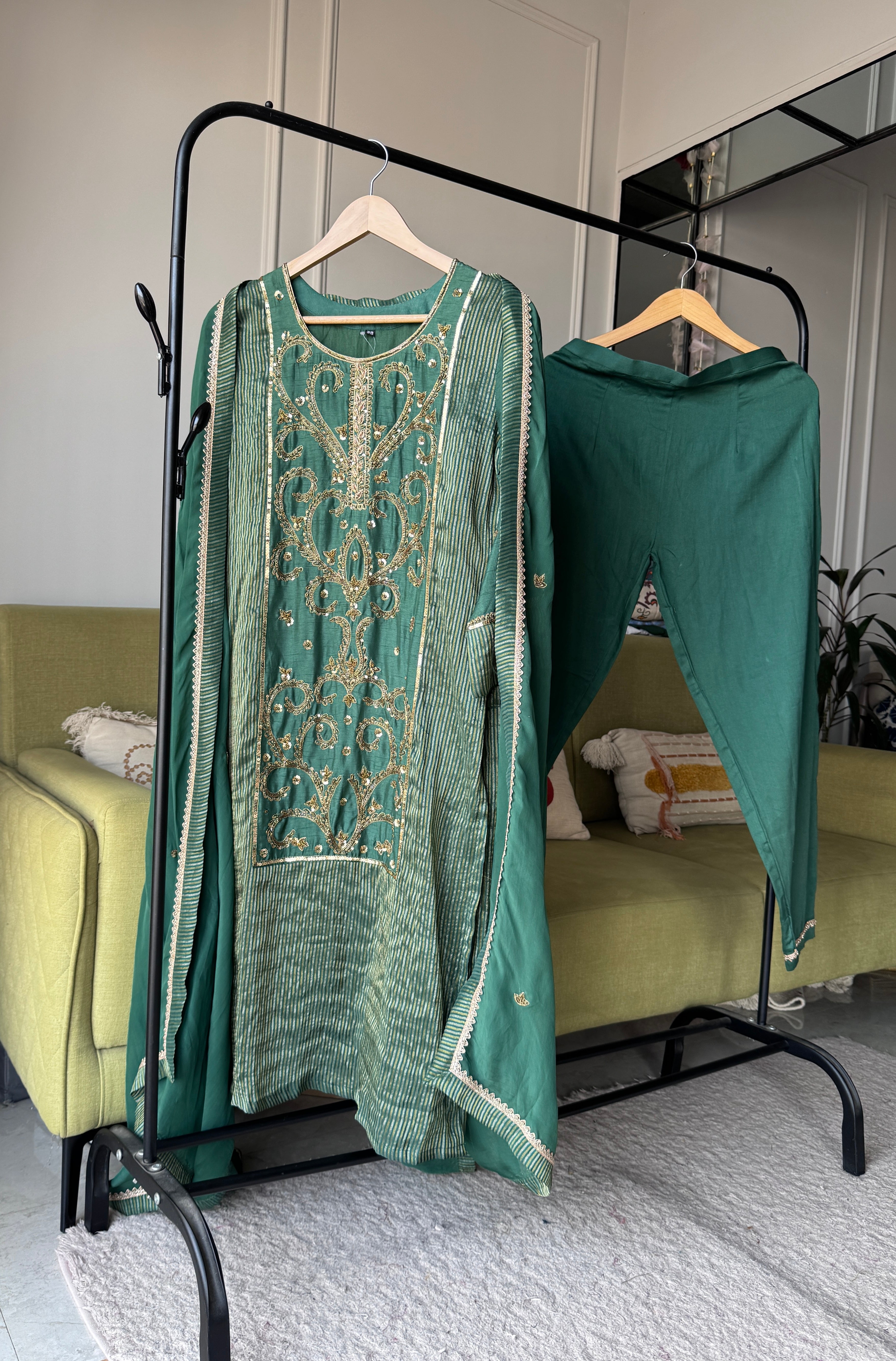 Haritha Handwork Dress- Green