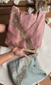 Khushi Handwork Angrakha Dress- Dusty Pink