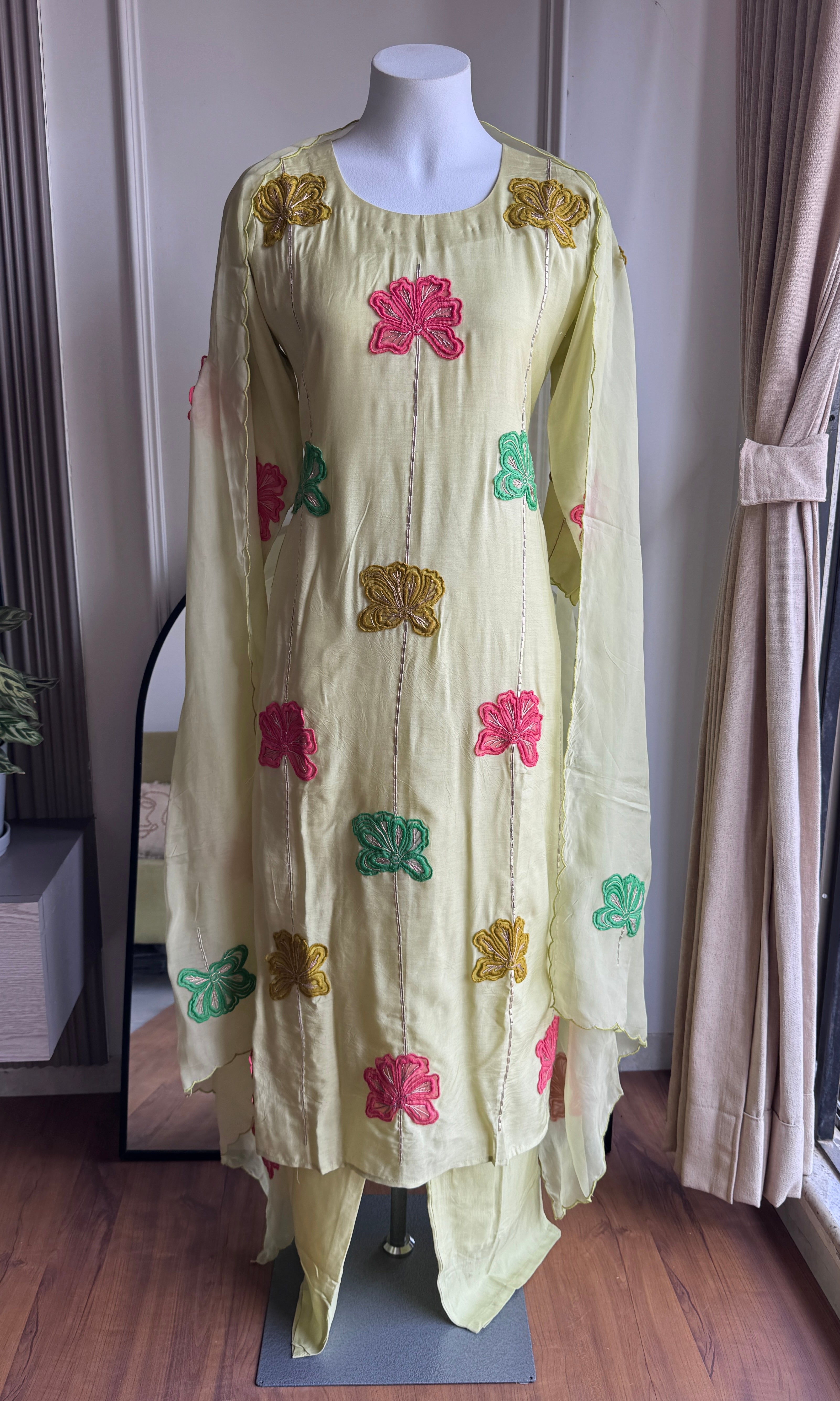 Jasmine Embroided Dress- Dusty Yellow
