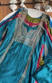 Twinkle Hand Work Mul Chanderi Dress- Green