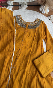 Yukti Handwork Mul Chanderi Dress- Yellow
