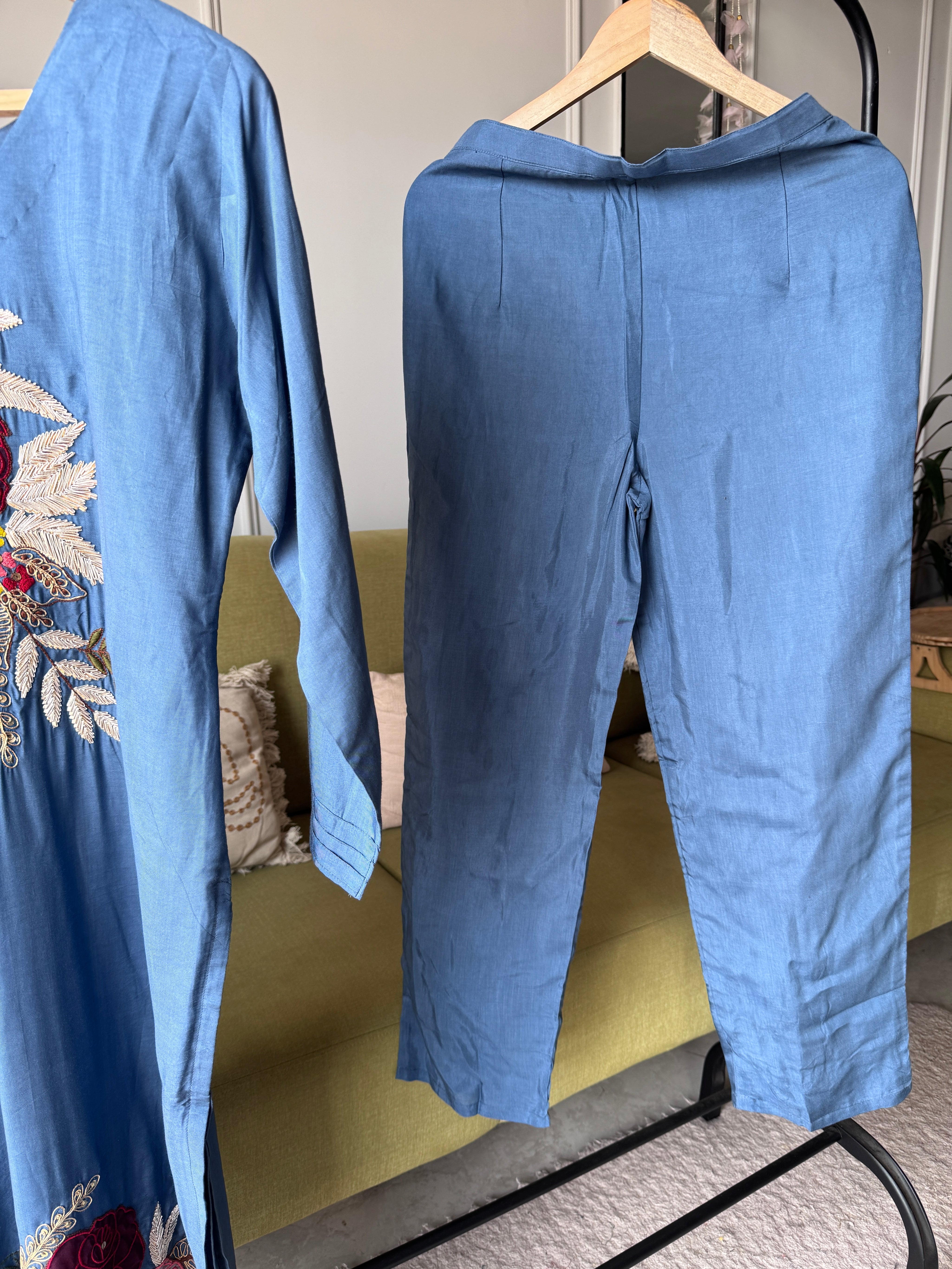 Janvi Embroided Dress- Blue