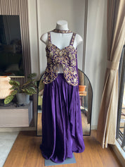 Menka crop top coord set with skirt (purple)