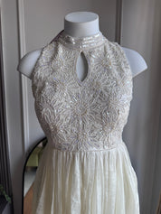 Seema Handwork Halter neck Sharara Dress- White